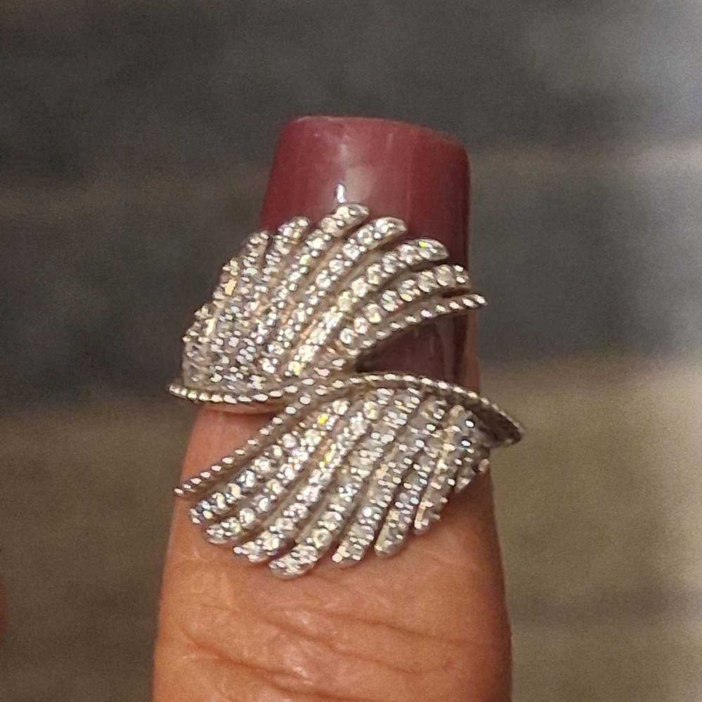 Vintage PANDORA Majestic Feathers Sterling Ring